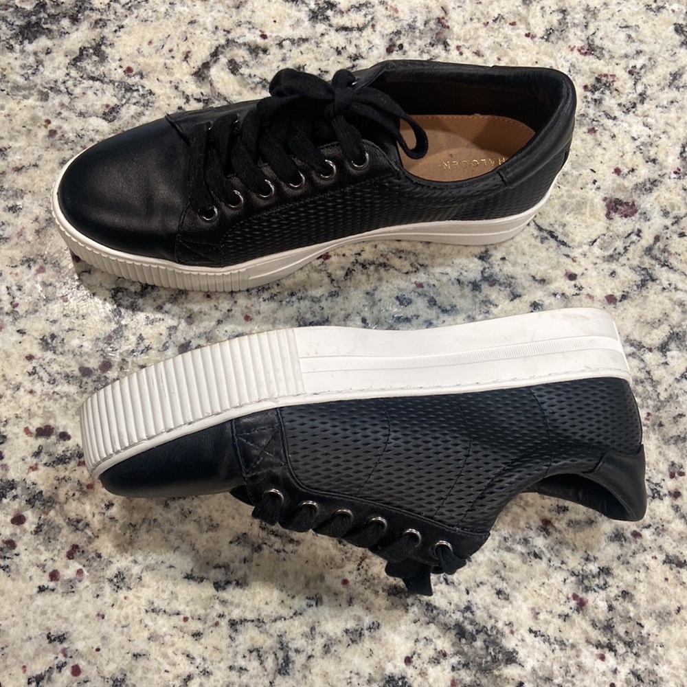 Halogen black leather platform sneakers. Size 9. - Picture 4 of 6